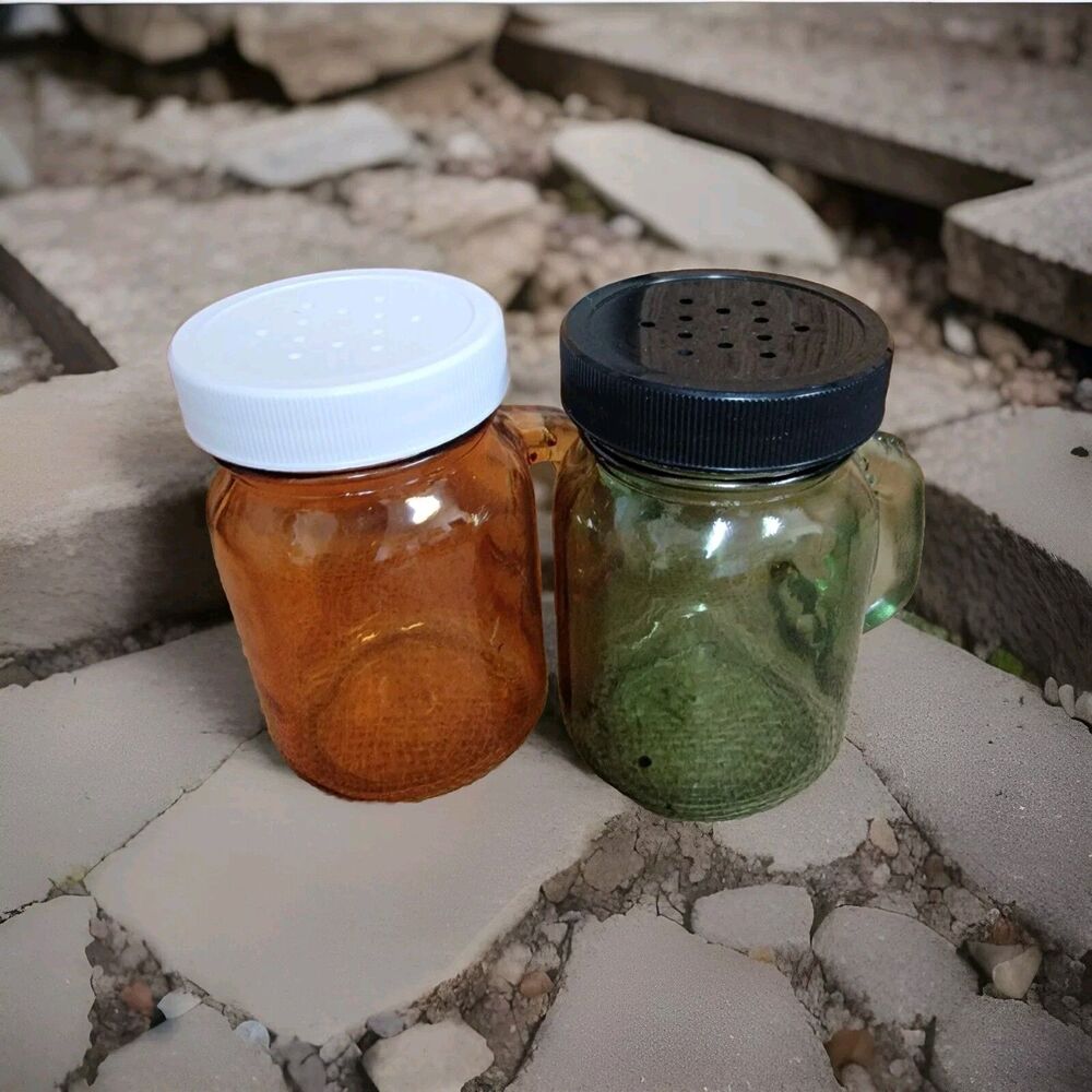 Mini Mason Jar Salt And Pepper Shakers Fall Colors Orange Green New